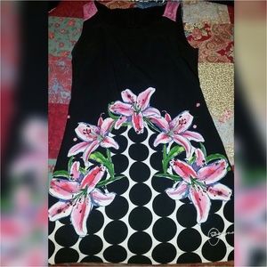 black and pink orchids sheath dress, 6